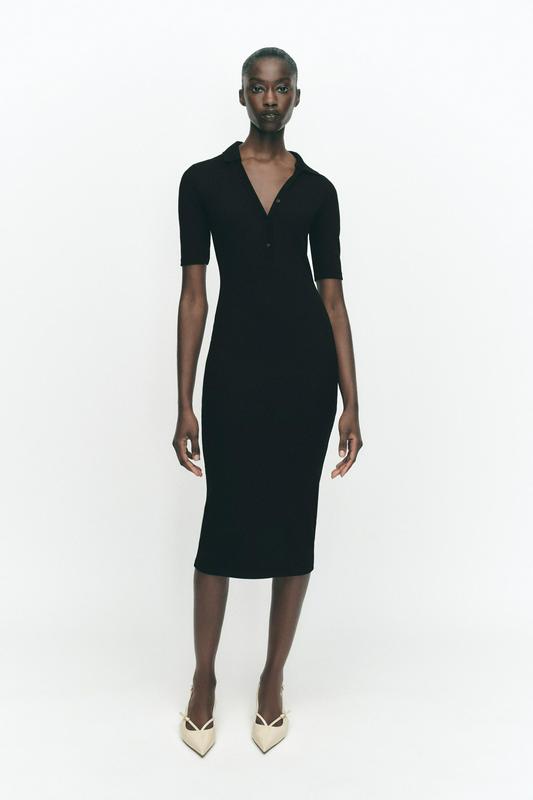 INTERLOCK POLO COLLAR DRESS