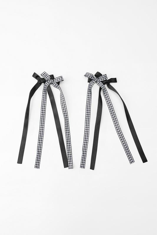 PACK OF GINGHAM CHECK BOW HAIR CLIPS