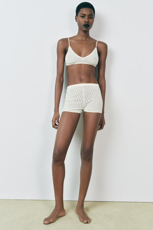 POINTELLE KNIT SHORTS WITH BOW