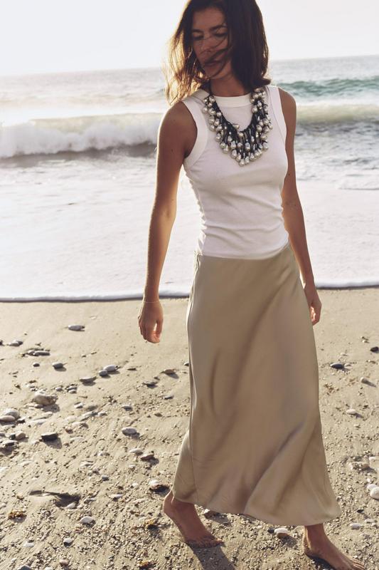 SATIN MIDI SKIRT