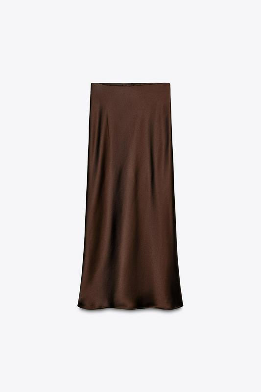 SATIN MIDI SKIRT