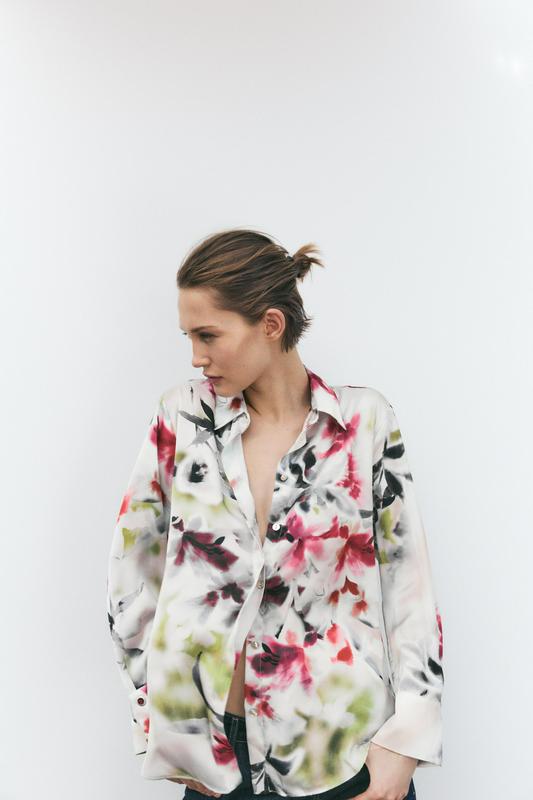 SATIN FLORAL PRINT SHIRT