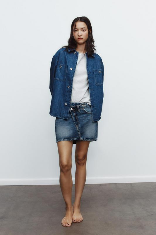 TRF CROSSOVER WAIST DENIM SKIRT
