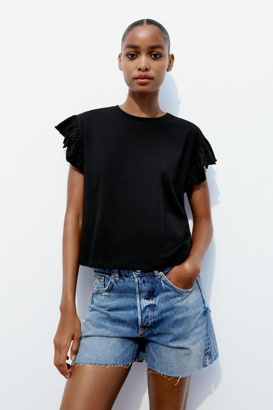 COTTON T-SHIRT WITH RUFFLES