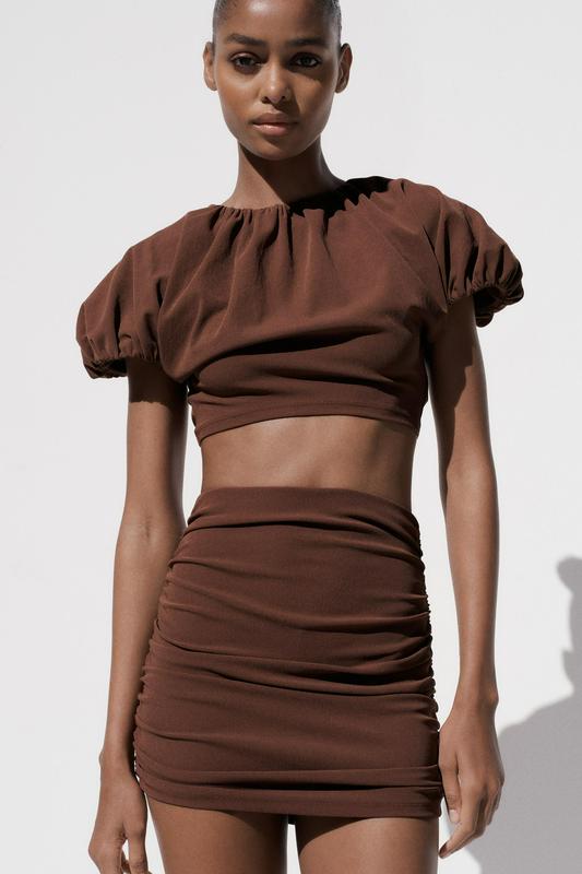 RUCHED MINI SKIRT