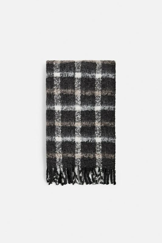 BRUSHED TEXTURED CHECK SCARF