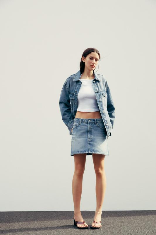 TRF RIPPED DENIM SKIRT