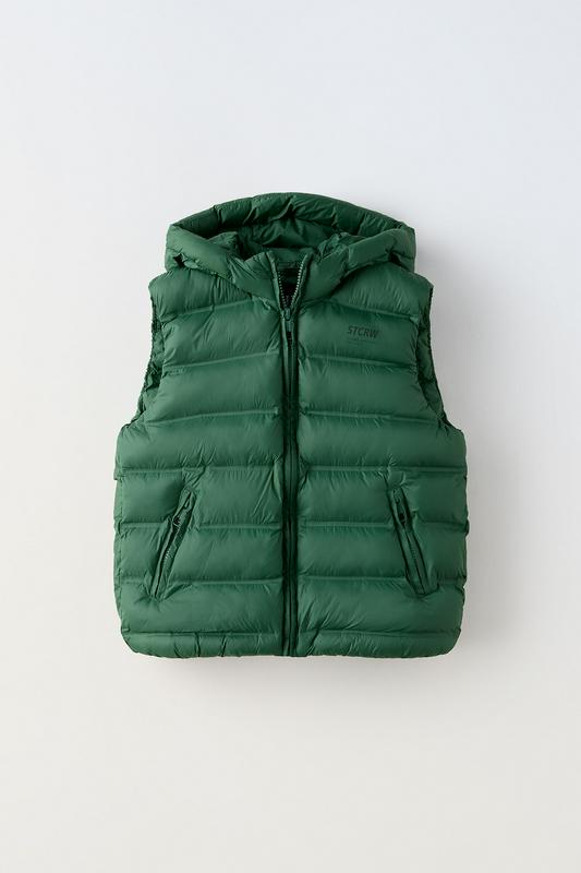 WATER-REPELLENT PADDED HOODED GILET