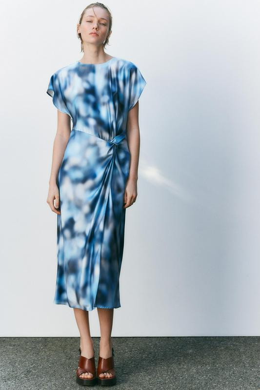 SATIN TIE-DYE MIDI DRESS