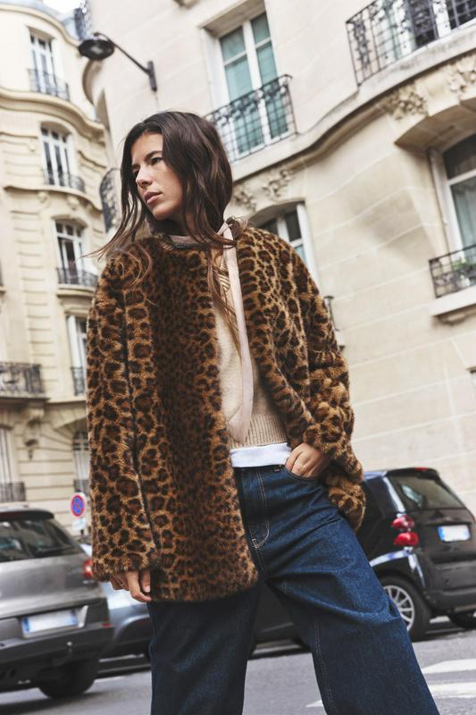 ANIMAL PRINT FAUX FUR COAT