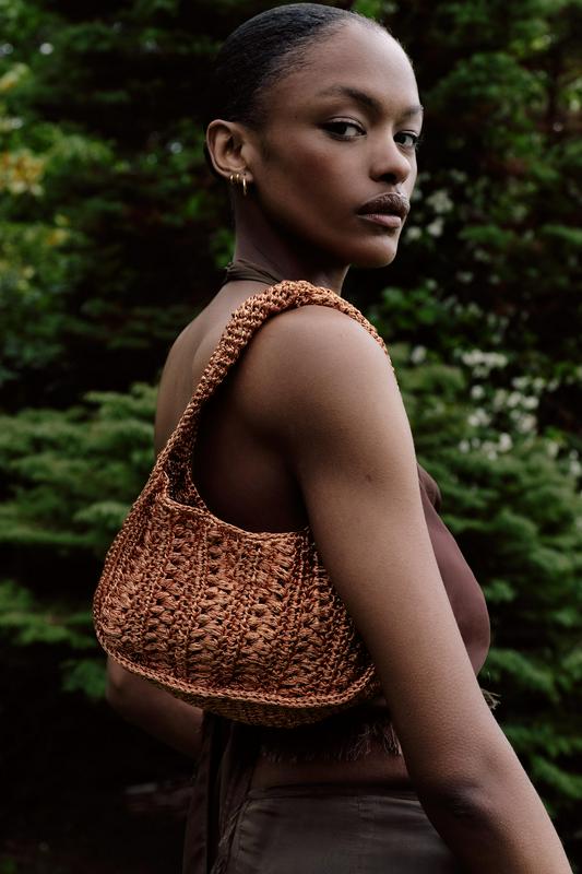 BRAIDED HANDBAG WITH RHINESTONES